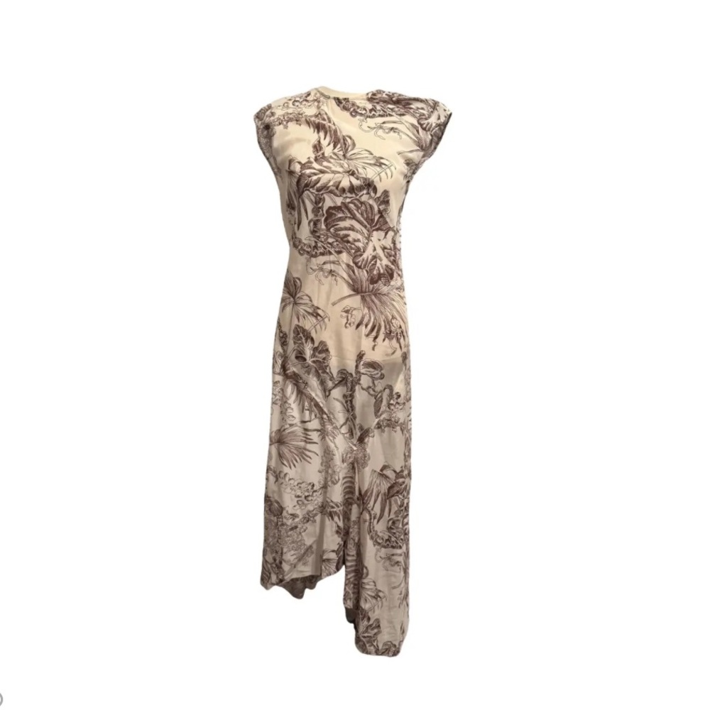 COS Cream and Brown Asymmetrical Dress